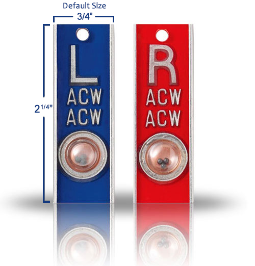 Aluminum Position Indicator X Ray Markers With 2 Rows of Initials and Your Choice of Color